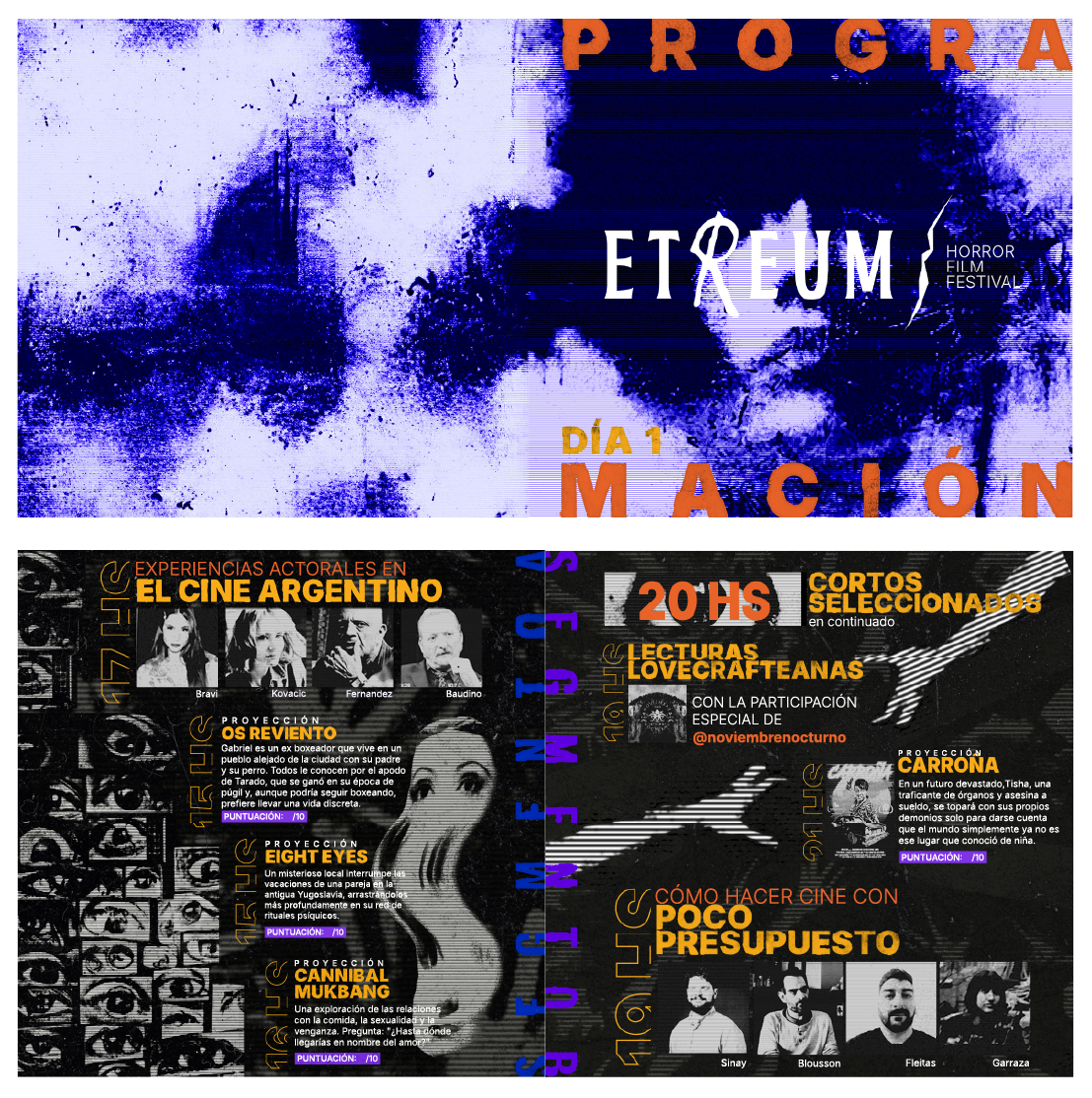 Díptico con el programa del festival ETREUM