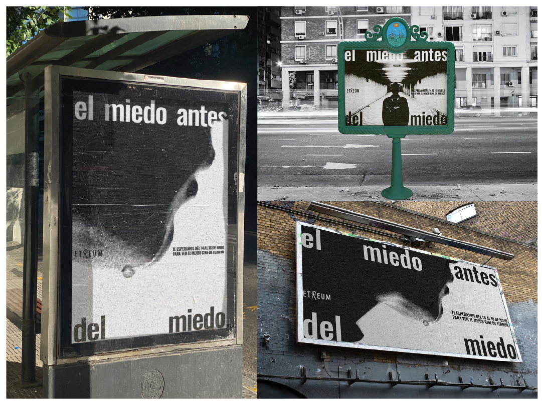 Campaña de vía pública de ETREUM aplicada en distintos soportes urbanos