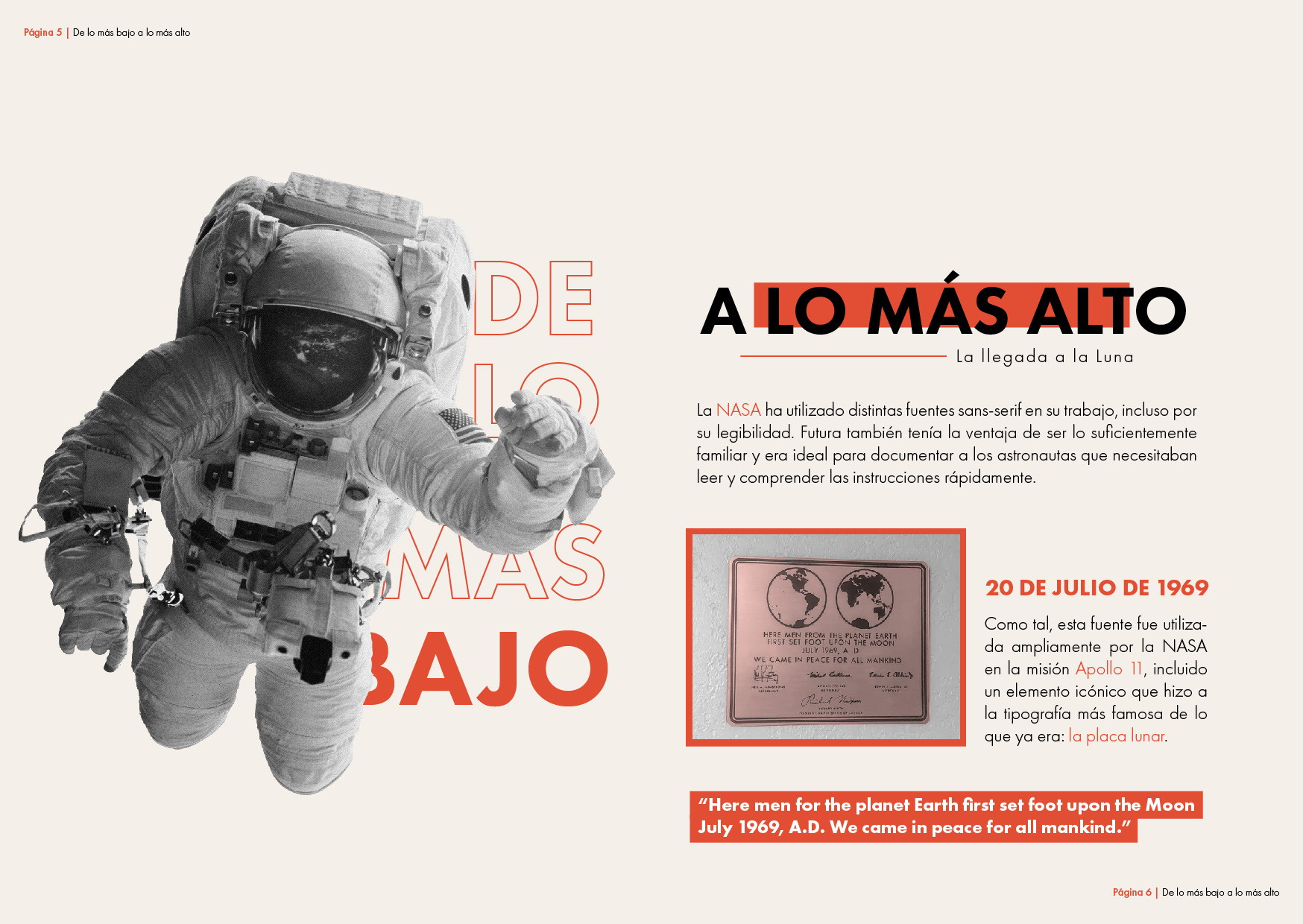 Páginas 5 y 6: Futura y la llegada a la Luna