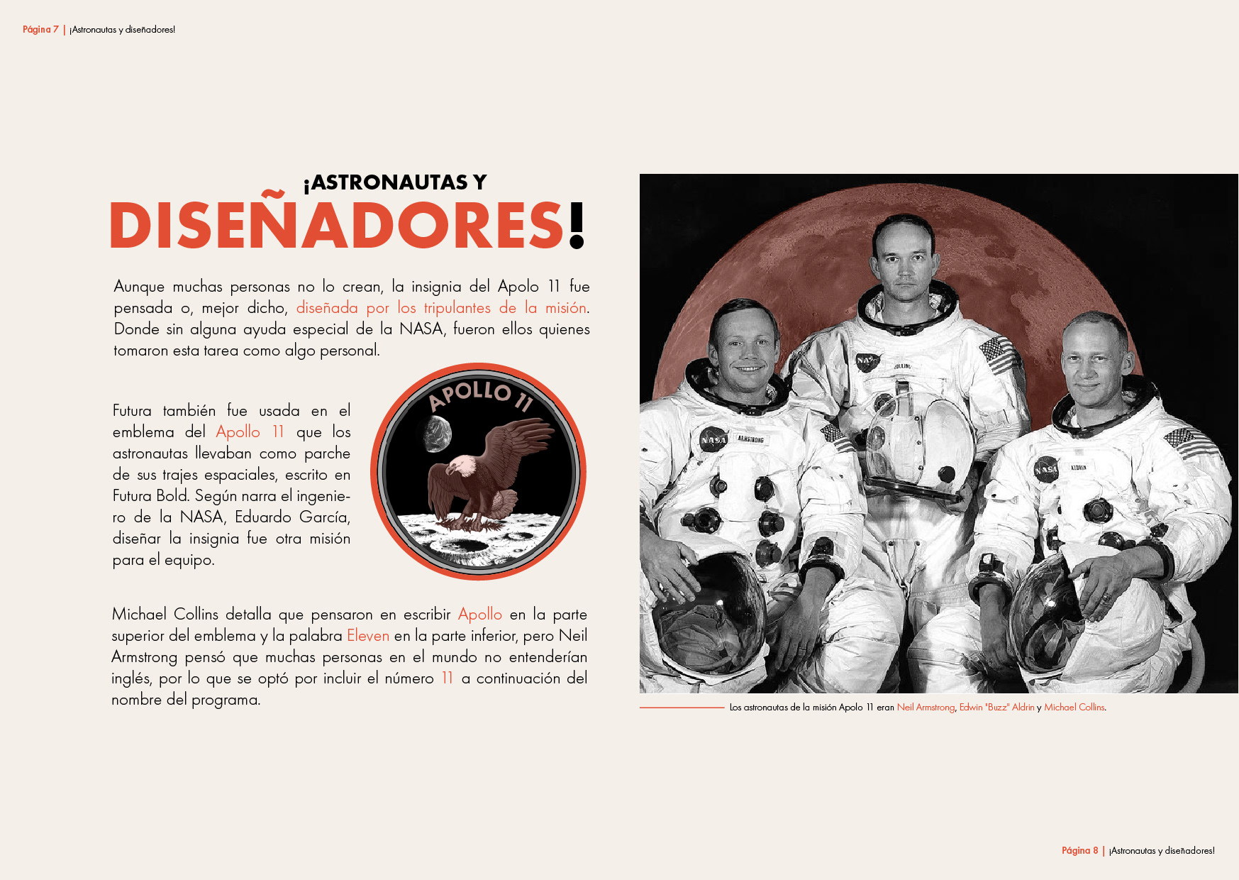 Páginas 7 y 8: el diseño del emblema del Apolo 11