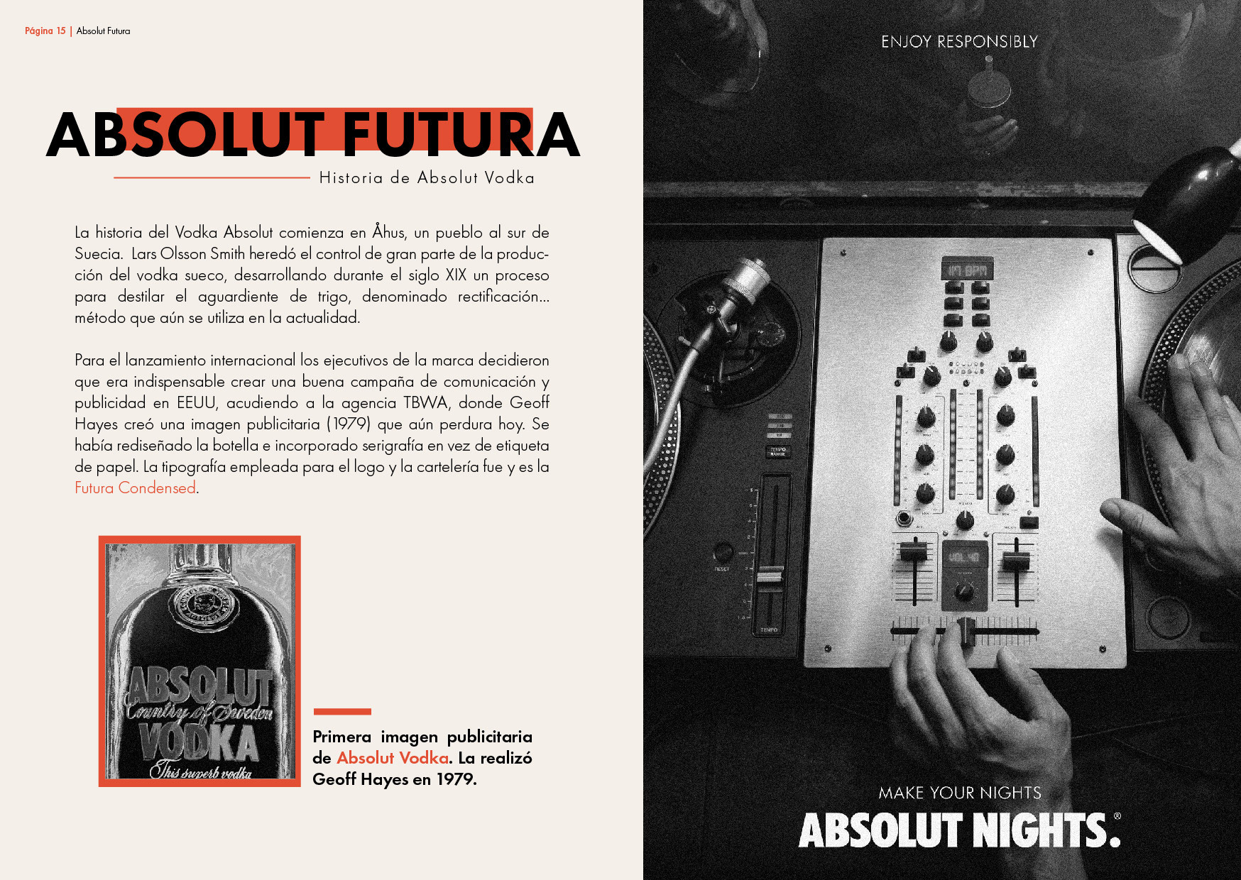 Páginas 15 y 16: Futura en la publicidad de Absolut