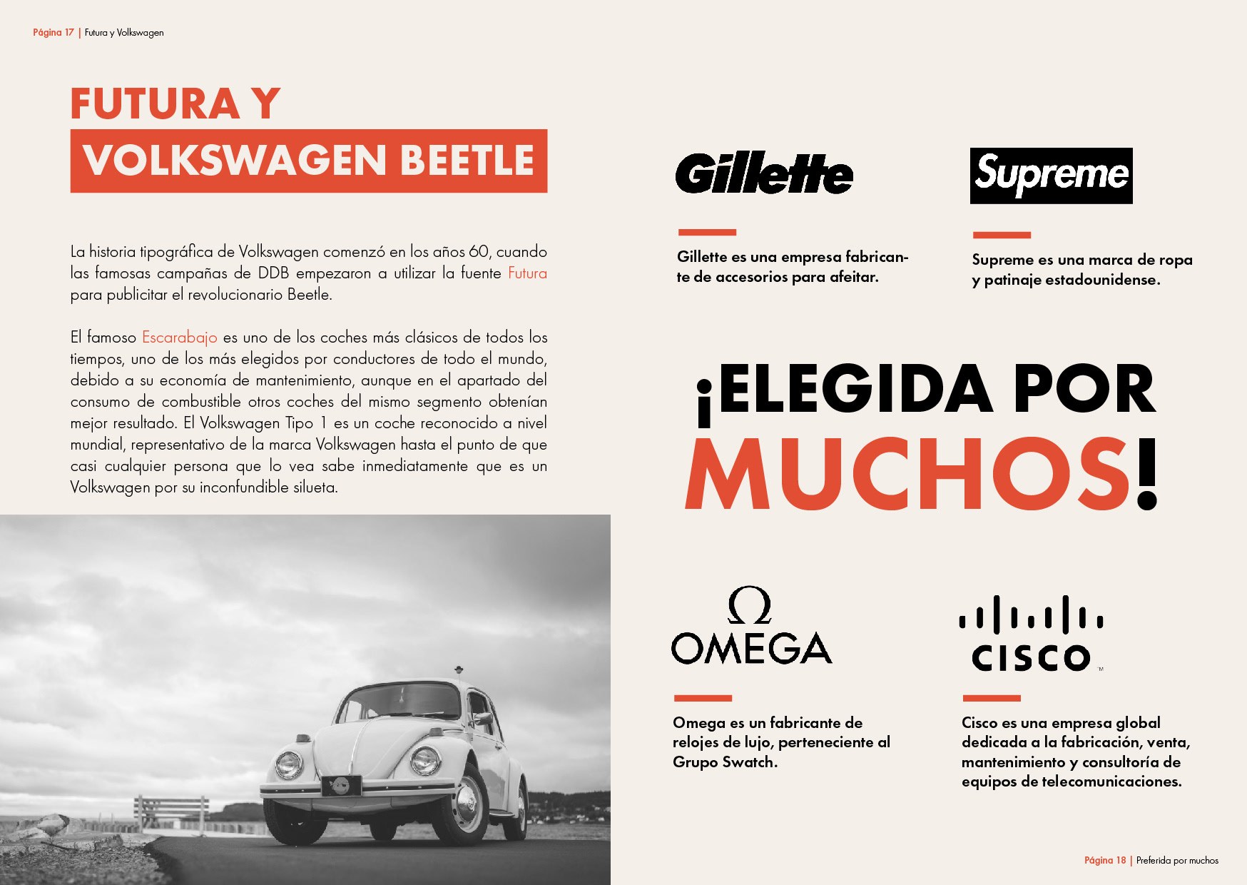 Páginas 17 y 18: Volkswagen y otras marcas que utilizan Futura
