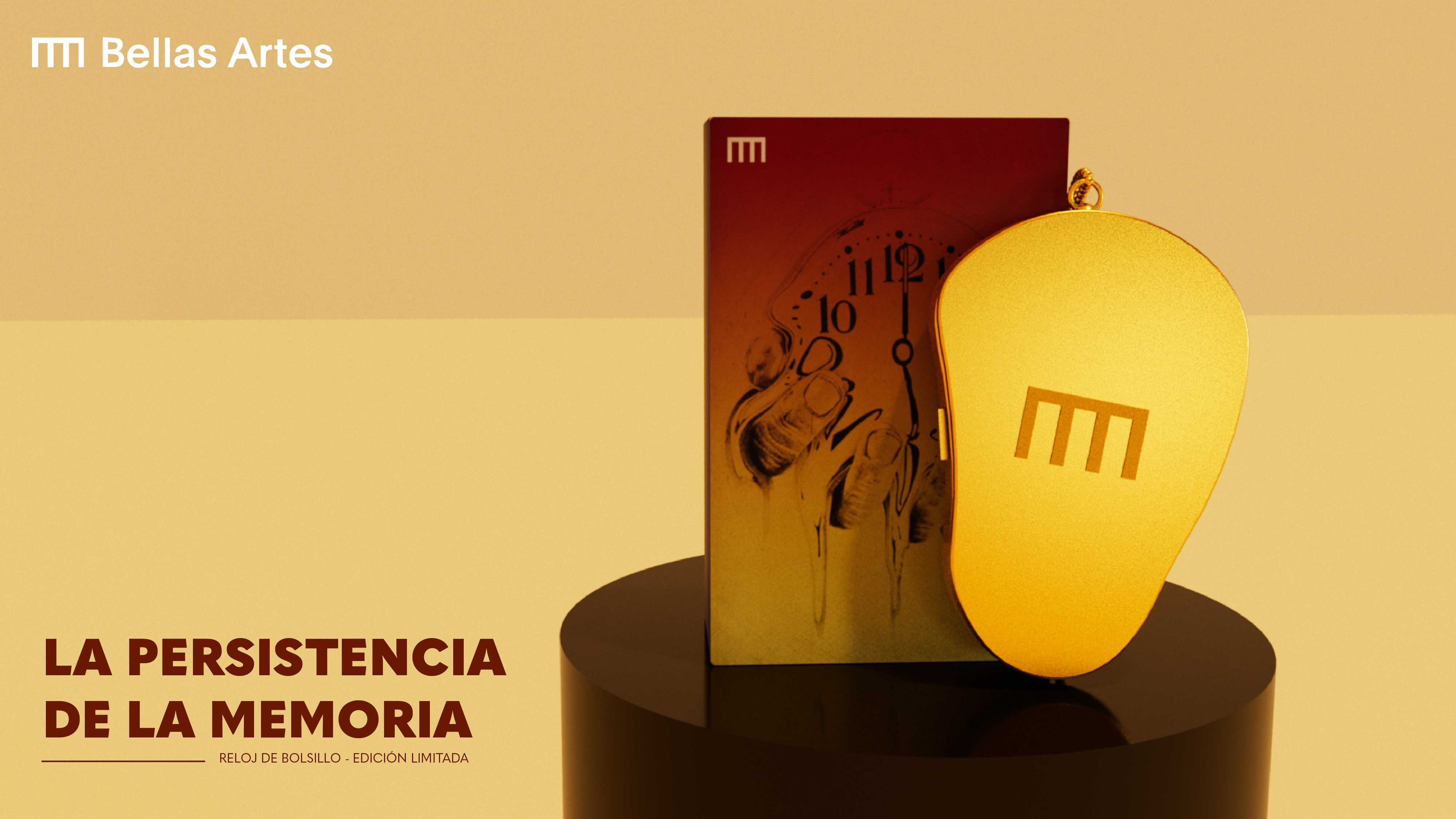 Presentación del reloj de bolsillo La persistencia de la memoria, cerrado junto a su estuche