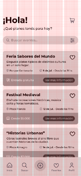 Grilla aplicada a la pantalla principal de Wanderly